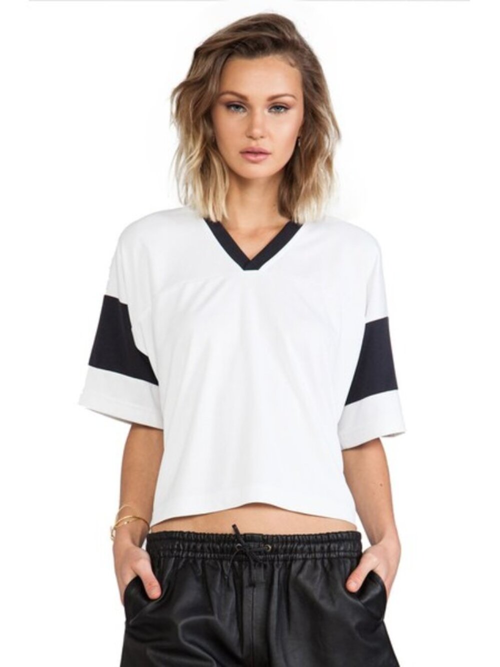 T Alexander Wang Double Knit Football T-Shirt in White - sz XS